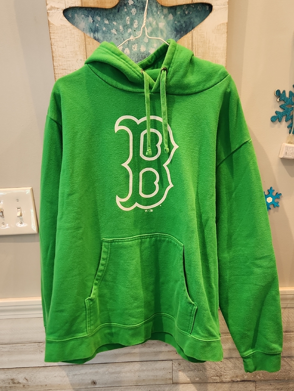 EUC Fanatics Bright Green Boston Redsox Men's Sz XL Sweatshirt w/hoodie